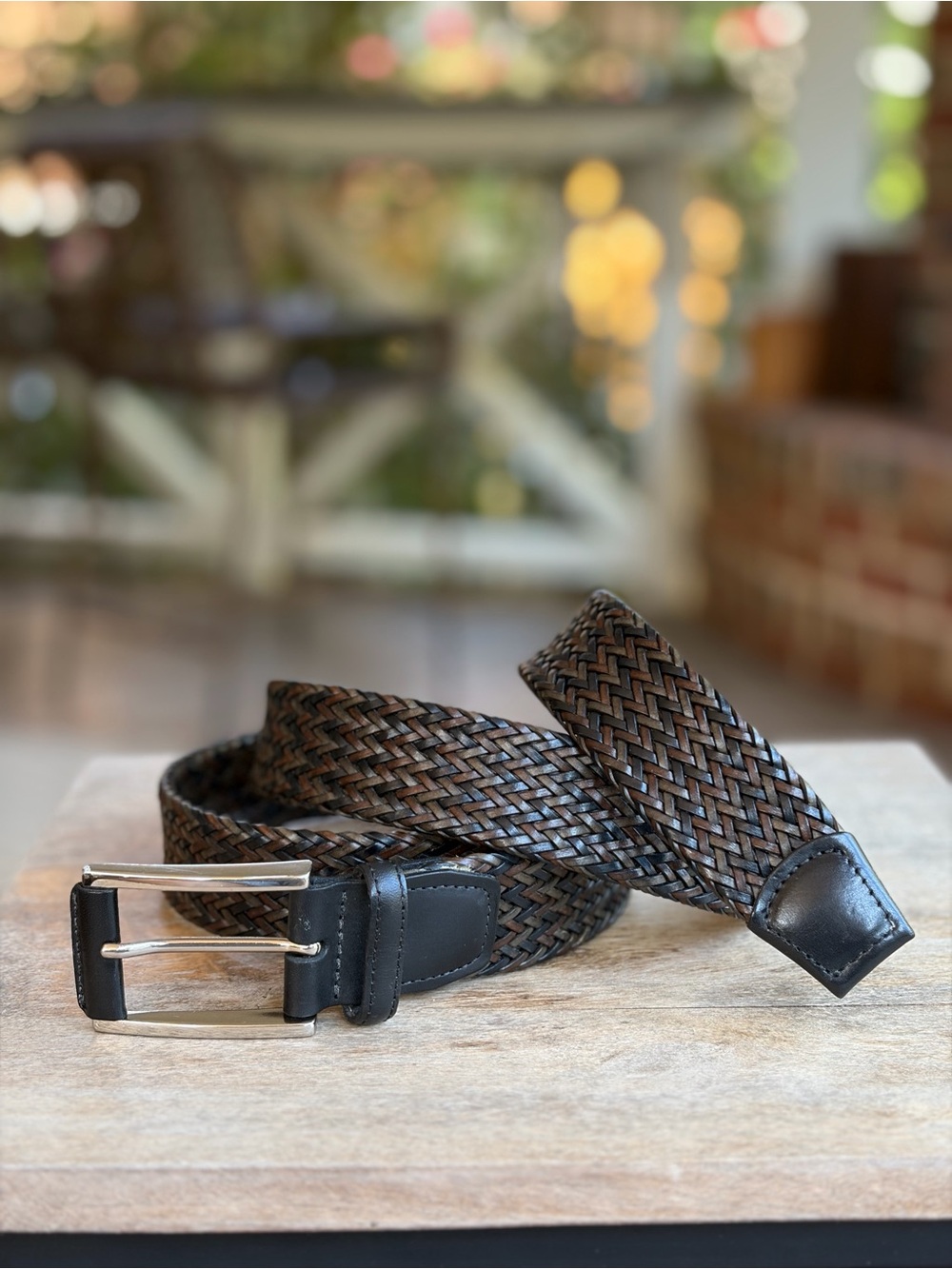 TORINO Mens Brown Braided Italian  Leather Belt Size 40 Made in USA